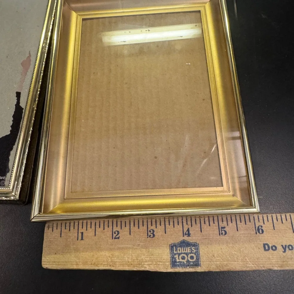 Picture Frame Set Home Decor 8x10 5x7 Gold Metallic Beveled Beaded 2pc